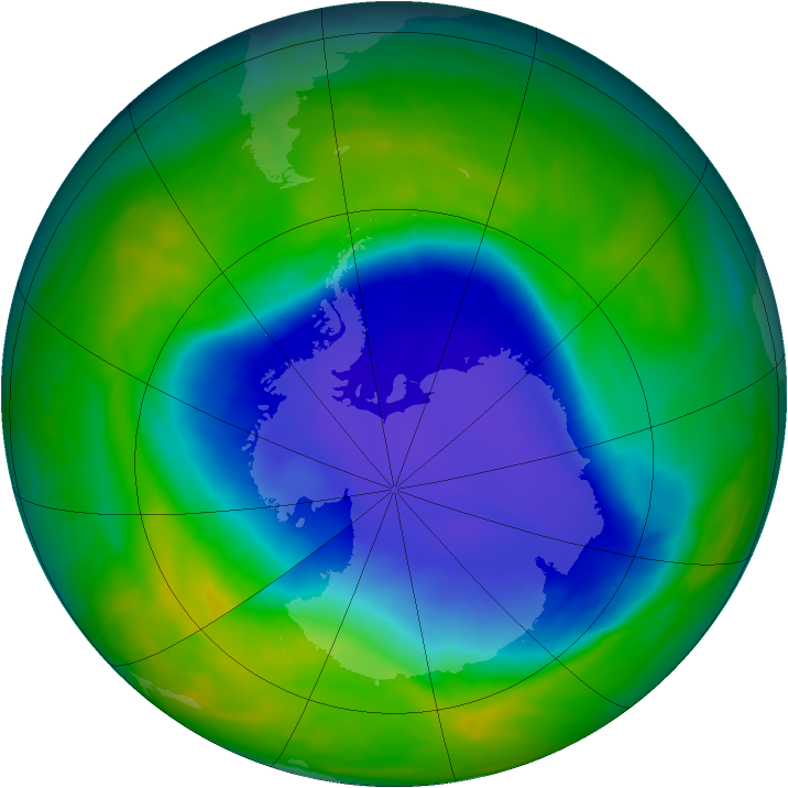 Antarctic ozone map for 05 November 2008